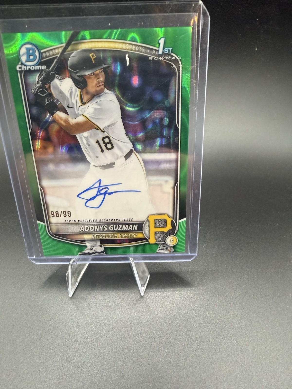 ADONYS GUZMAN 2025 BOWMAN CHROME DRAFT 1ST GREEN LAVA AUTO /99