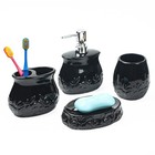 Ceramic Embossed Leaves Bathroom Accessories Set 4 Piece Ensemble