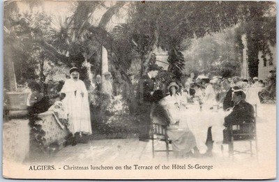 Algier Weihnachten Hotels Vintage Postkarte Mittagessen Algerien Hotel St-George