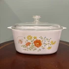 Corning Ware A-3-B WILDFLOWER 3 qt casserole dish, Pyrex Lid 1974-1984 VG-MINT