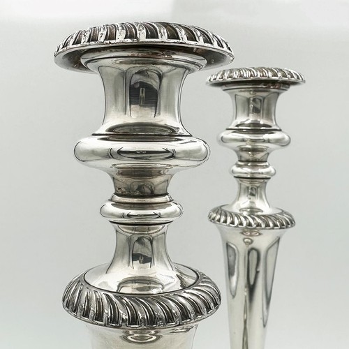 PAIR 12” CANDLESTICKS OLD SHEFFIELD PLATE GEORGIAN 19TH CENTURY - Picture 4 of 6