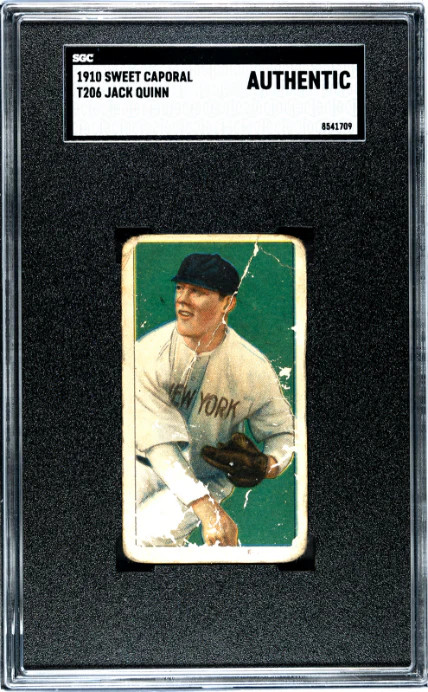 1909 T206 JACK QUINN NNO POOR SWEET CAPORAL 350 SGC A NEW YORK HIGHLANDERS