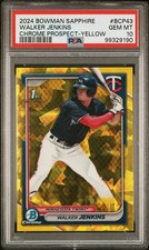 2024 Bowman Sapphire Edition Chrome Prospects Yellow /75 Walker Jenkins PSA 10 