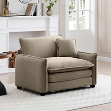 Corduroy Single Sofa Chair - 46" W Oversized Accent Chair, Modern Upholstered...