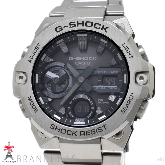CASIO G SHOCK Wristwatch G STEEL Solar Bluetooth Mobile Link SS Resin Black Dial
