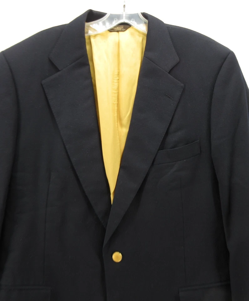 Paul Stuart Sport Coat Men 43 Blue Blazer Wool Cashmere Gold Buttons VINTAGE * - Image 2 of 4