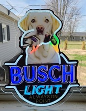 Insegna Pubblicitaria LED Busch Light "Always On Point" Giallo Lab & Mallard Duck Bar