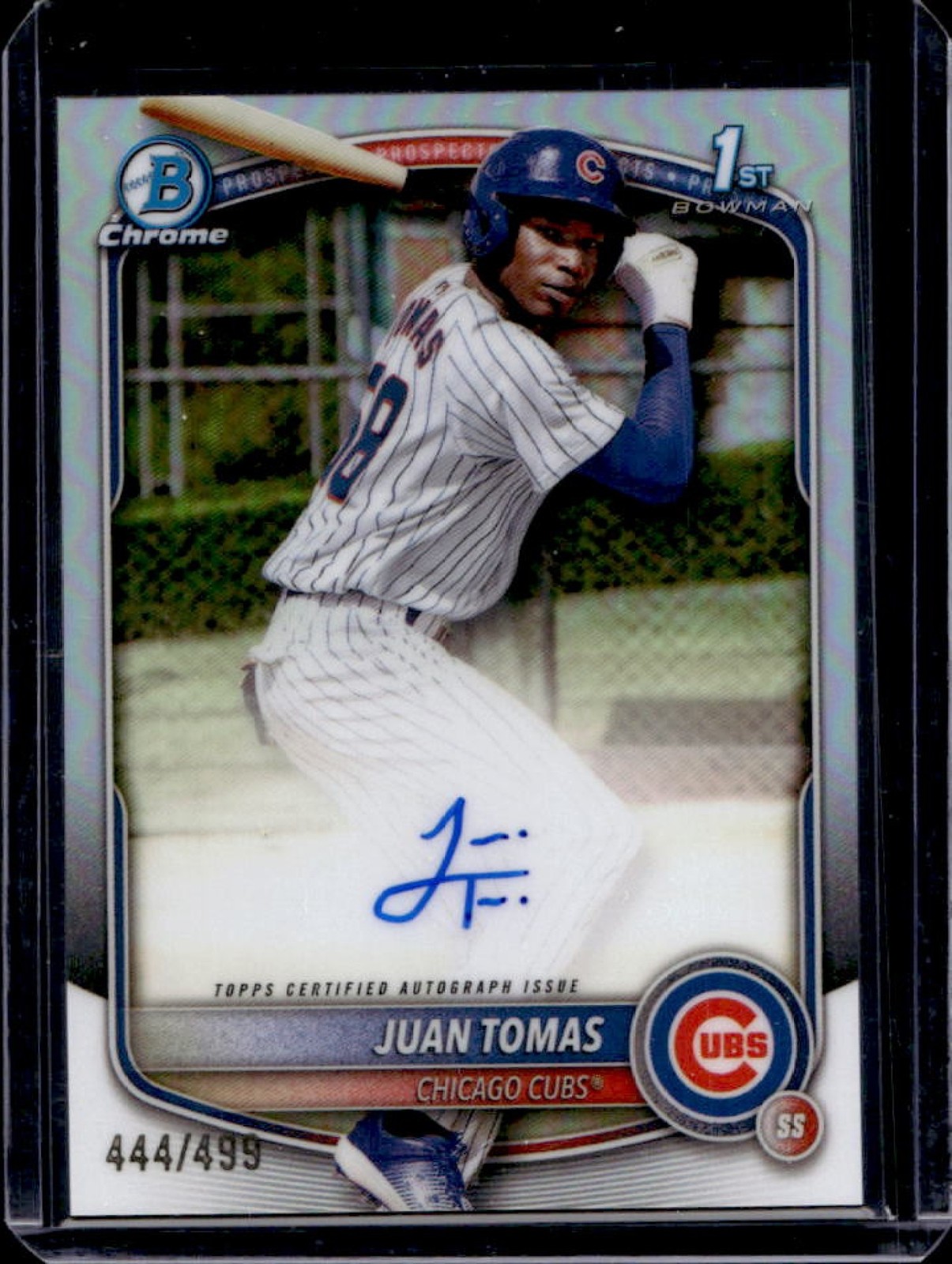 2025 Bowman Chrome Juan Tomas Auto Refractor 1st Prospect #/499 Cubs