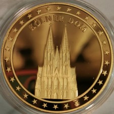 Medaille Kölner Dom Köln Adler mit Länderwappen vergoldet 40 mm