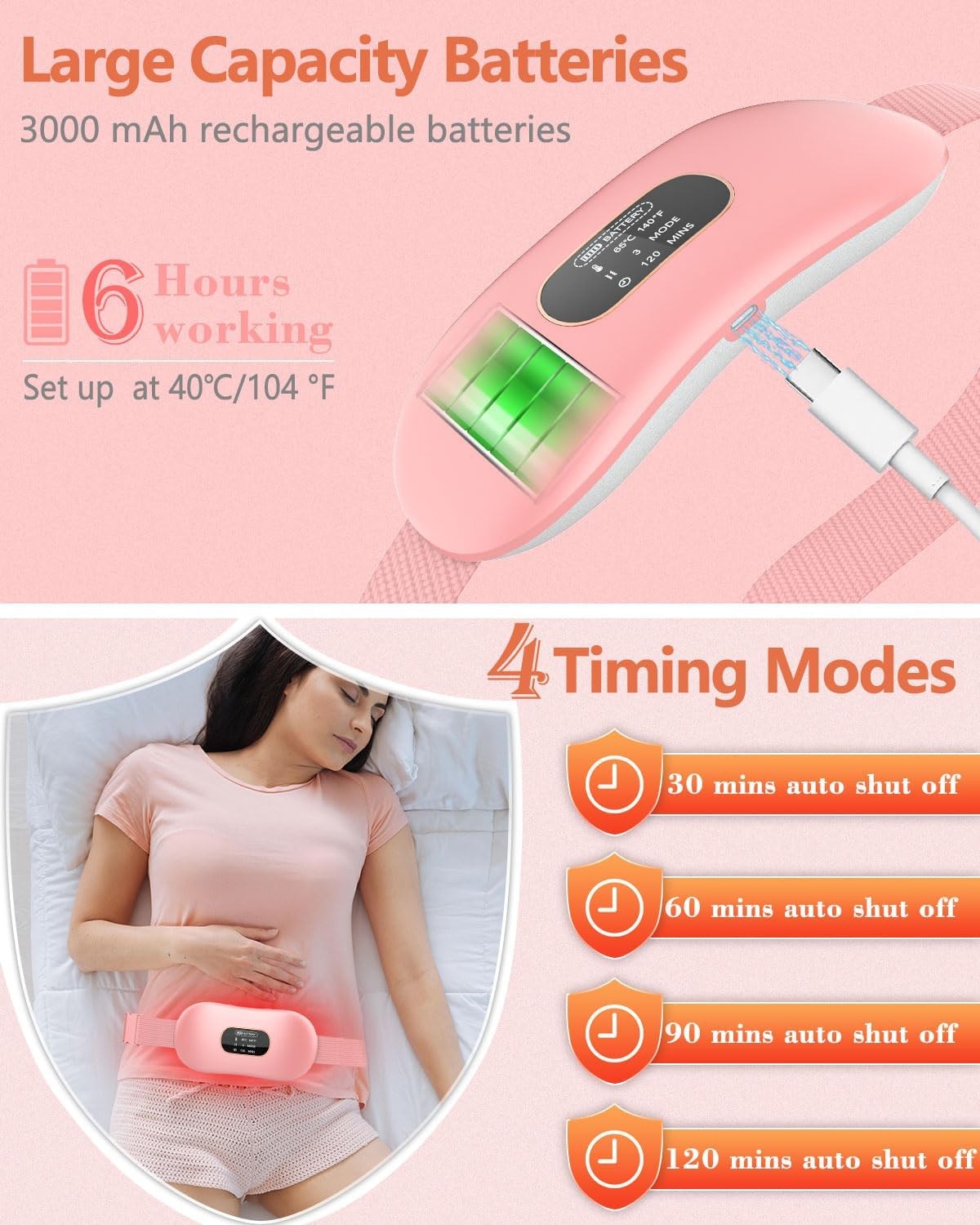 Heating Pad for Period Cramps,Upgrade Portable Heating Pads with Display&4 Timer