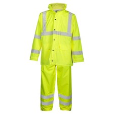 Kishigo RW110 Class 3 HiVis Economy Rain Suit S/M NWT High Visibility Yellow