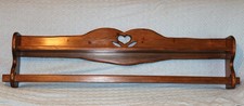 VTG WOOD HEART CUTOUT WALL SHELF W/ QUILT BAR 48" FARMHOUSE COTTAGE CORE