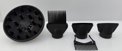 BaBylissPRO Falco Attachments Diffuser, Detangler Comb 2 Nozzles + Snap In Comb