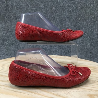 Vaneli Slip On Ballet Flats Womens 7.5 Narrow Signy Bow Comfort Round Toe Red