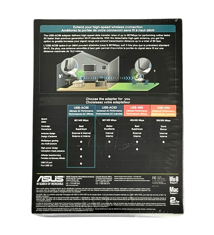 ASUS USB-AC56 Wireless Adapter Dual-Band AC1300 Cradle Included Factory Sealed - Image 4 of 4