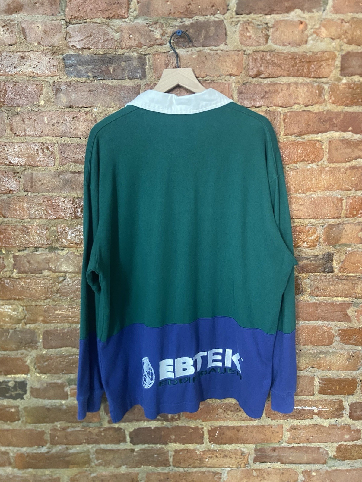 Vintage Eddie Bauer Ebtek Rugby Shirt Large Green/Blue image 3