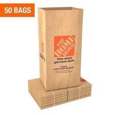 50 Pack The Home Depot 30Gal. Capacity Paper Lawn & Leaf Bags 2-Ply Wet-Strength
