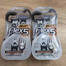 (2) BIC Flex 5 Titanium 5-Blade Disposable Men's Razors-2ct. Each