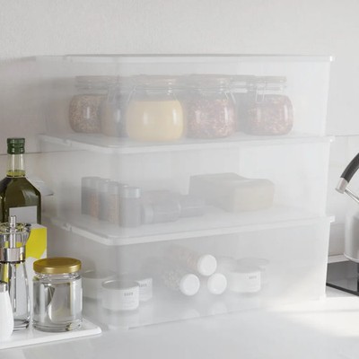 Aufbewahrungsbox transparent PP 54x38x16cm 25L stapelbar 3tlg Clips Lüftung BPAfrei Set