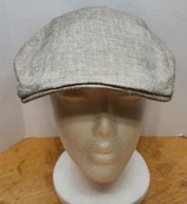 Stetson Pure Linen Flat Cap Beige Textured Ivy Newsboy Hat Lined No Label Sm/M