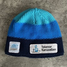 Super-Grei Norges Skiforbund Beanie Blue Ski Hat Fleece Lined One Size