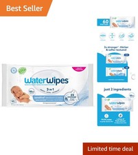 3-in-1 Sensitive Newborn Wipes - 99.9 Water, Plastic-Free, 60 Count
