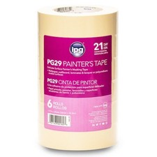 6-Rolls of 1.41in x 60Yds Intertape PG29 Tan Low-Tack Masking Tape, 1 Contractor