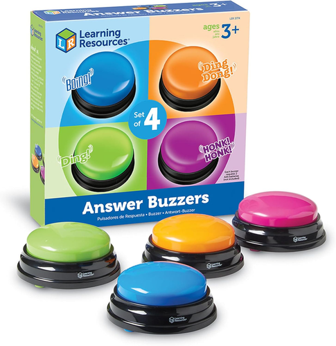 Answer Buzzers - Set of 4, Ages 3+, Assorted Colored Buzzers, Game Show ...