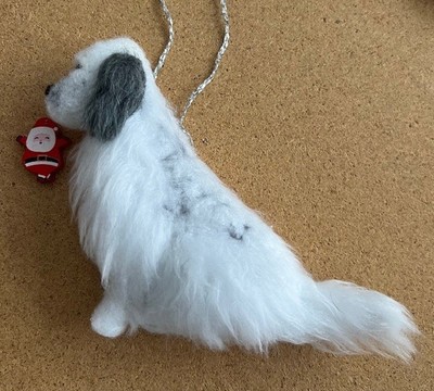 ENGLISCHER SETTER mit WEIHNACHTSMANN Deko - Teil Nadelfilz HUND
