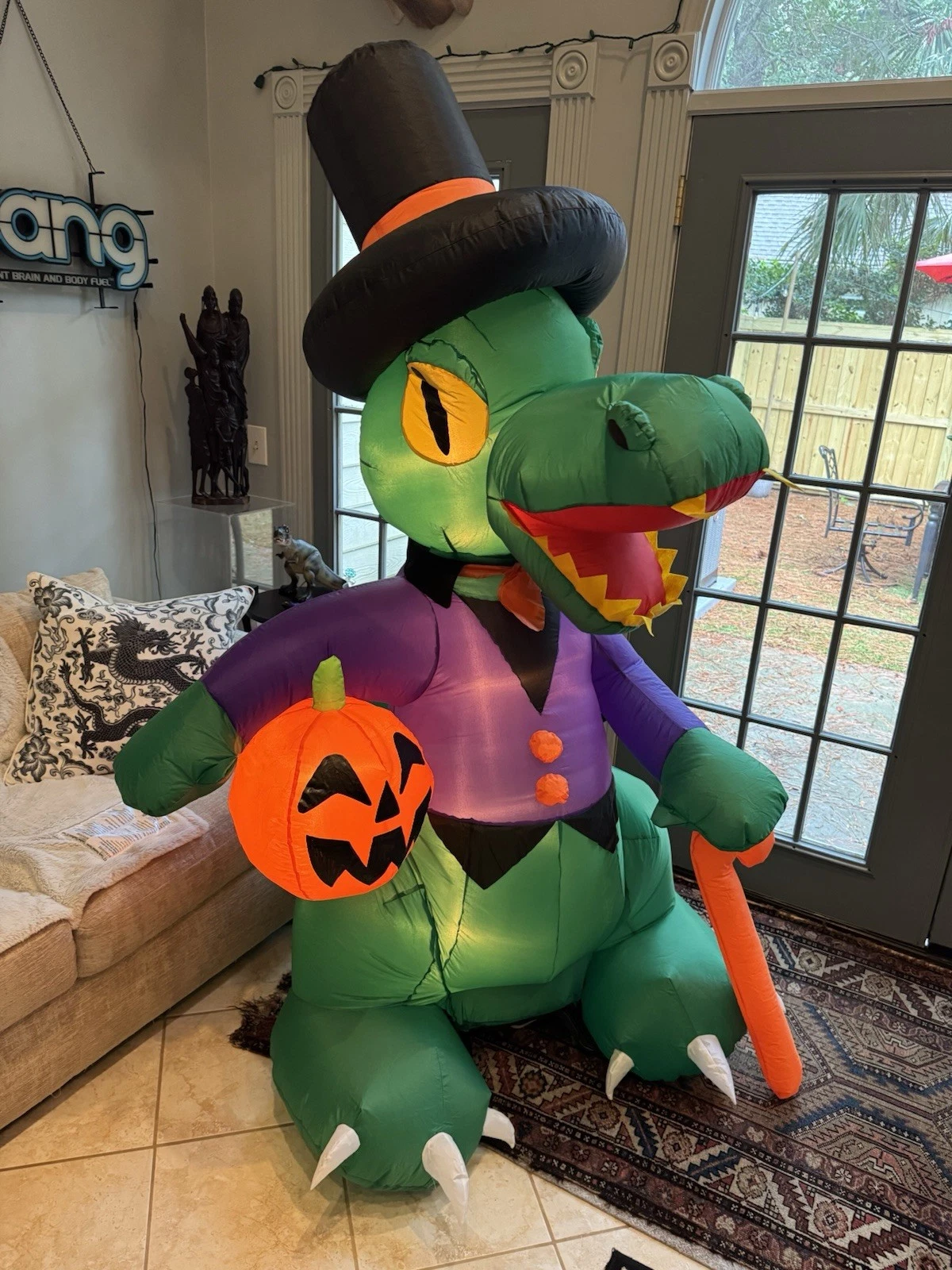 Gemmy Halloween Airblown Inflatable Prototype Green Animated Alligator