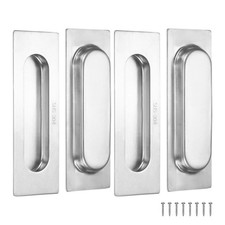 4 PCS Silver Recessed Finger Flush Pulls Stainless Sliding Door 4.72 Inch
