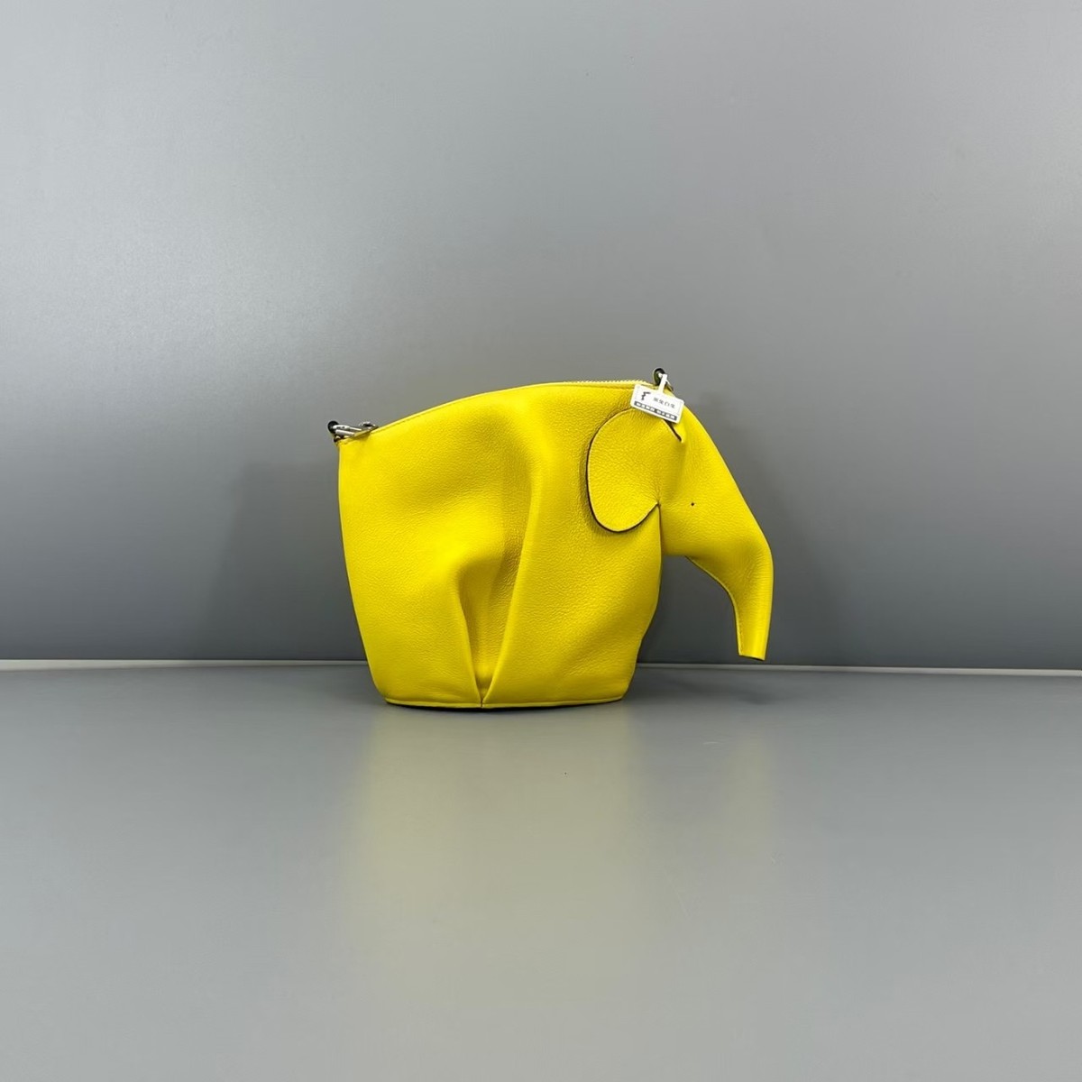 Authentic LOEWE Elephant Crossbody Bag in Yellow Grained Leather