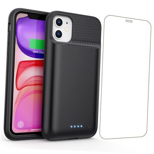 Battery Case for iPhone 11/XR, 2024 Upgraded 7500mAh Ultra-Slim Portable Black