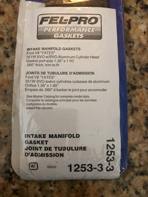 Fel Pro 1253 3 Intake Manifold Gasket Fits Small Block Ford 0060 Thick 2 Pc Ebay