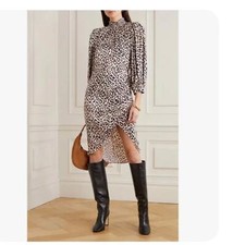 ALICE + OLIVIA Jerilyn shirred leopard-print Asymmetrical Dress Size: M