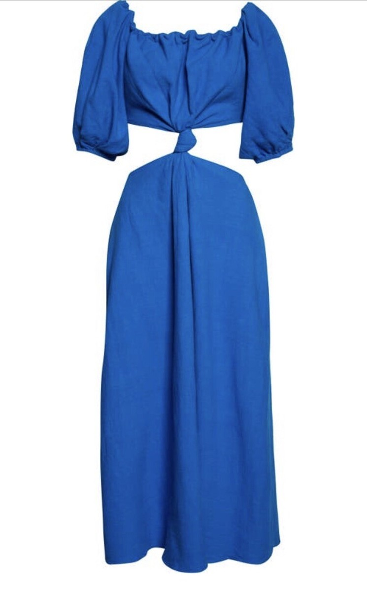 farm rio blue cut out dress Navy Blue Embroidered Cut-Out Midi Dress – FARM Rio main image 0