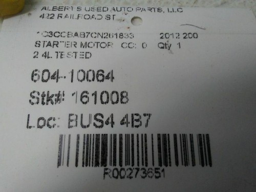 2.4L Starter for 11-14 Chrysler 200 - Bild 5 von 12