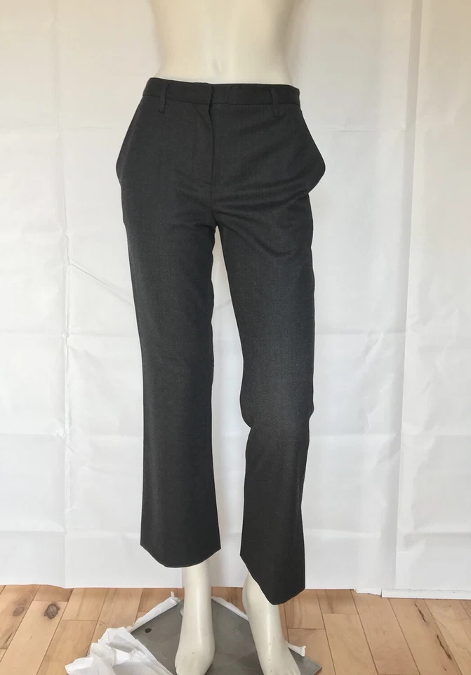 PRADA Wool Stretch Gray Ankle Lenth Litle Flare Pants Sz 38 US 4
