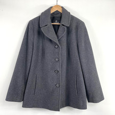 Barbara Lebek Womens Grey Wool Blend Pea Coat Size Uk18