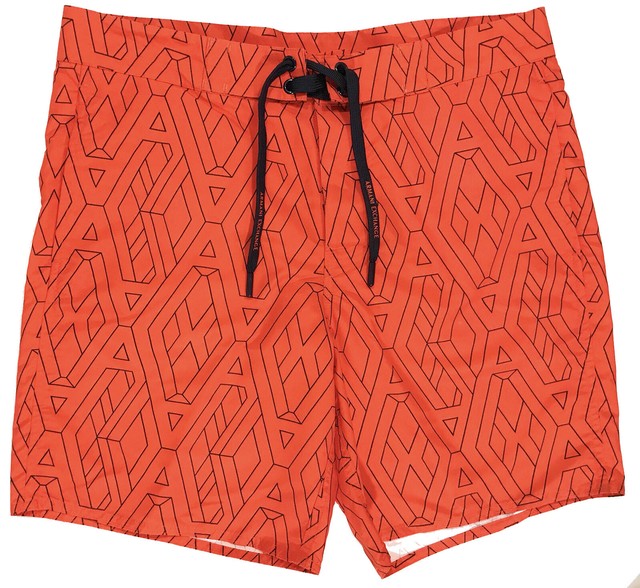 black and orange swim trunks