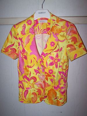 LUXURY COUTURE FLORAL ESCADA pink blazer jacket 36/38 SILK wedding FLOWER gold