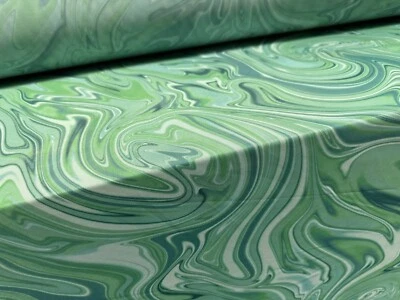 THE FABRIC MERCHANT Power Mesh Net Stretch Spandex Fabric, Per Metre - Retro Swirl Print - Mint