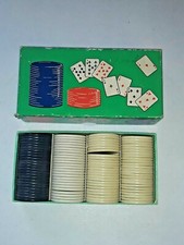 VINTAGE BAKELITE 1-1/2" 100 Anchor Poker Chips Plain US Playing Card Co. in box