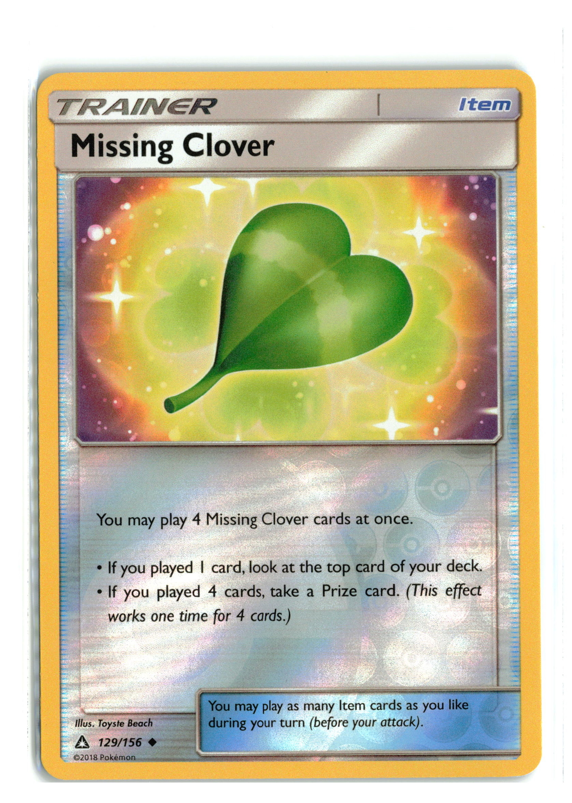 MISSING CLOVER 129/156 REVERSE HOLO POKEMON TCG NM-LP