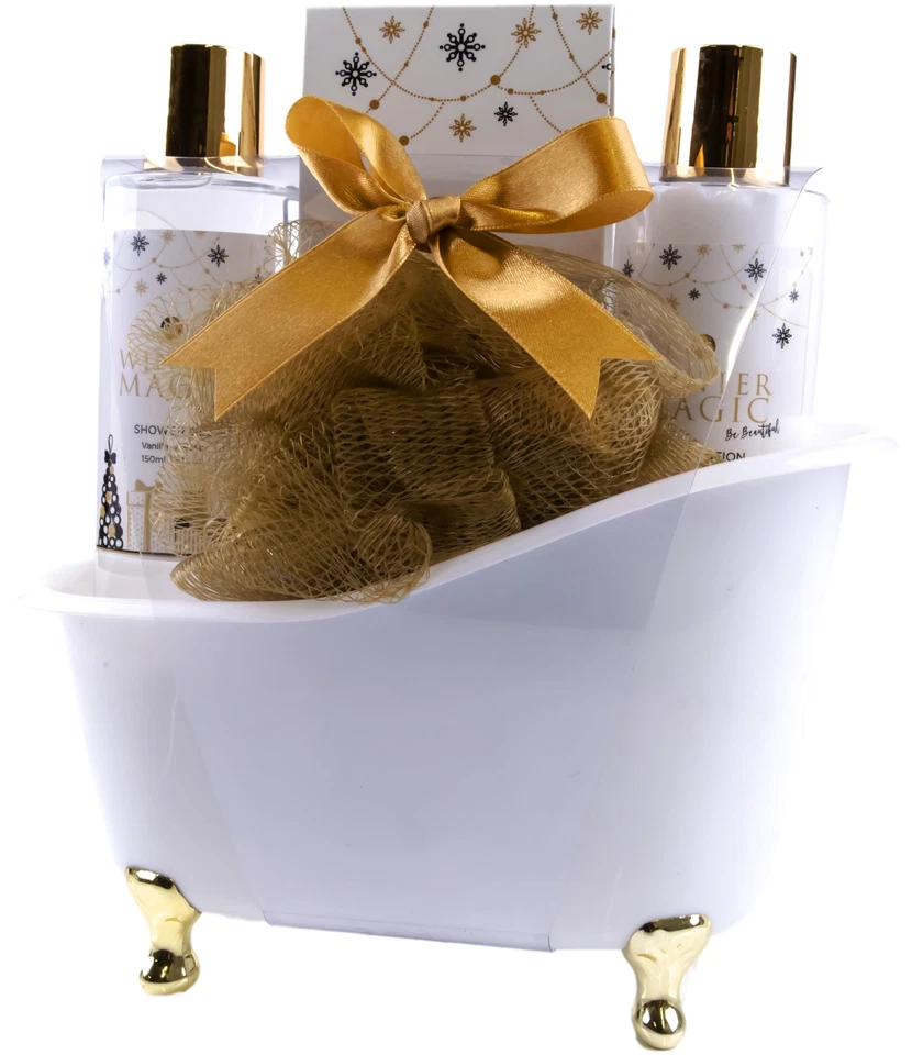 MATRASA Badeset WINTER MAGIC Duschgel Bodylotion Badesalz Netzschwamm - Vanilla & Musk