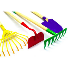 Kids Garden Tool Set Rake Spade Hoe and Leaf Rake Children Gift Toys 4-Piece