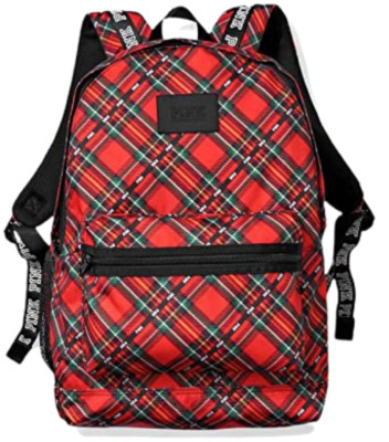 red plaid backpack