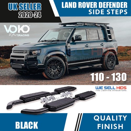 FOR LAND ROVER DEFENDER 110 & 130 RUNNING BOARD SIDE STEPS BLACK