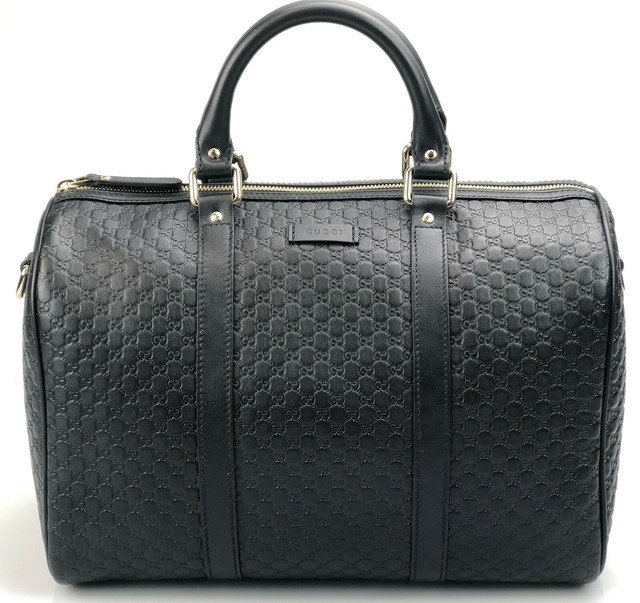 gucci boston guccissima black leather satchel