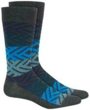ALFANI Alfatech Charcoal Blue Gray Geometric Diamond Dress Socks NEW Size 7-12